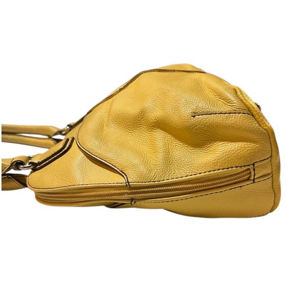 Tignanello Yellow Leather Shoulder Bag Pebbled Leather Tote Purse Handbag - Picture 4 of 7